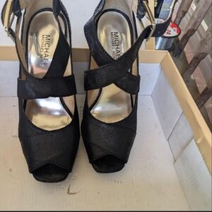 Michael Kors Black Peep-Toe Heels